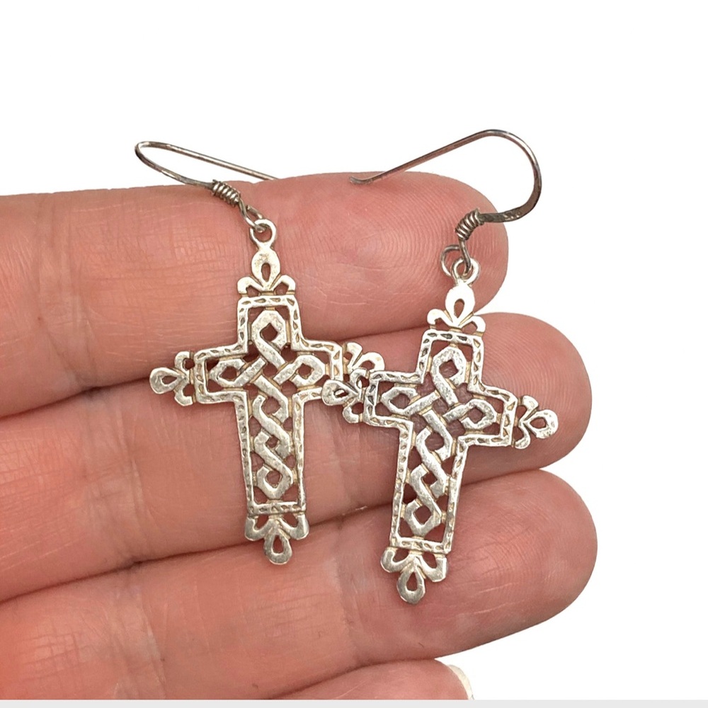 Sterling Silver Celtic Knot Cross Earrings